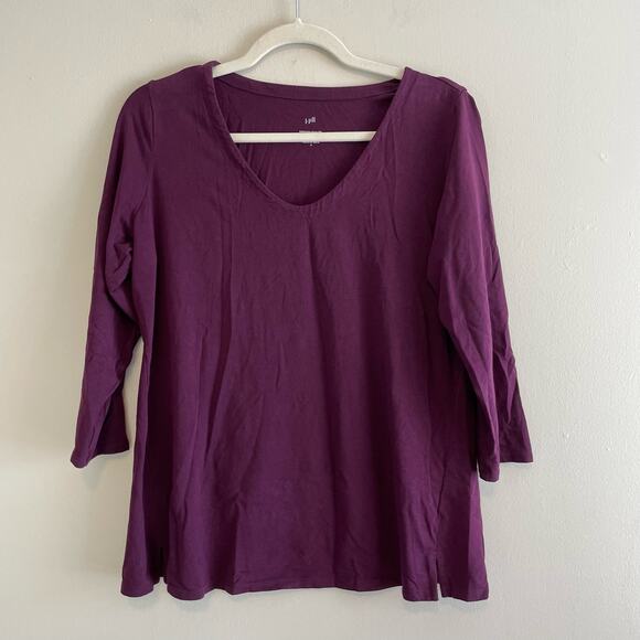 J Jill Size S Purple Forward-Seam Tee Cotton Stretch Blend 3/4 Sleeves - Picture 1 of 6